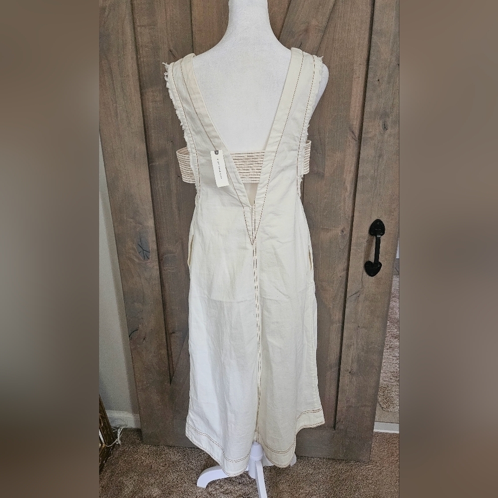 NWT Anthropologie Pilcro Cotton Midi Dress XS Ivory Utility Pinafore Dress. - Picture 14 of 15